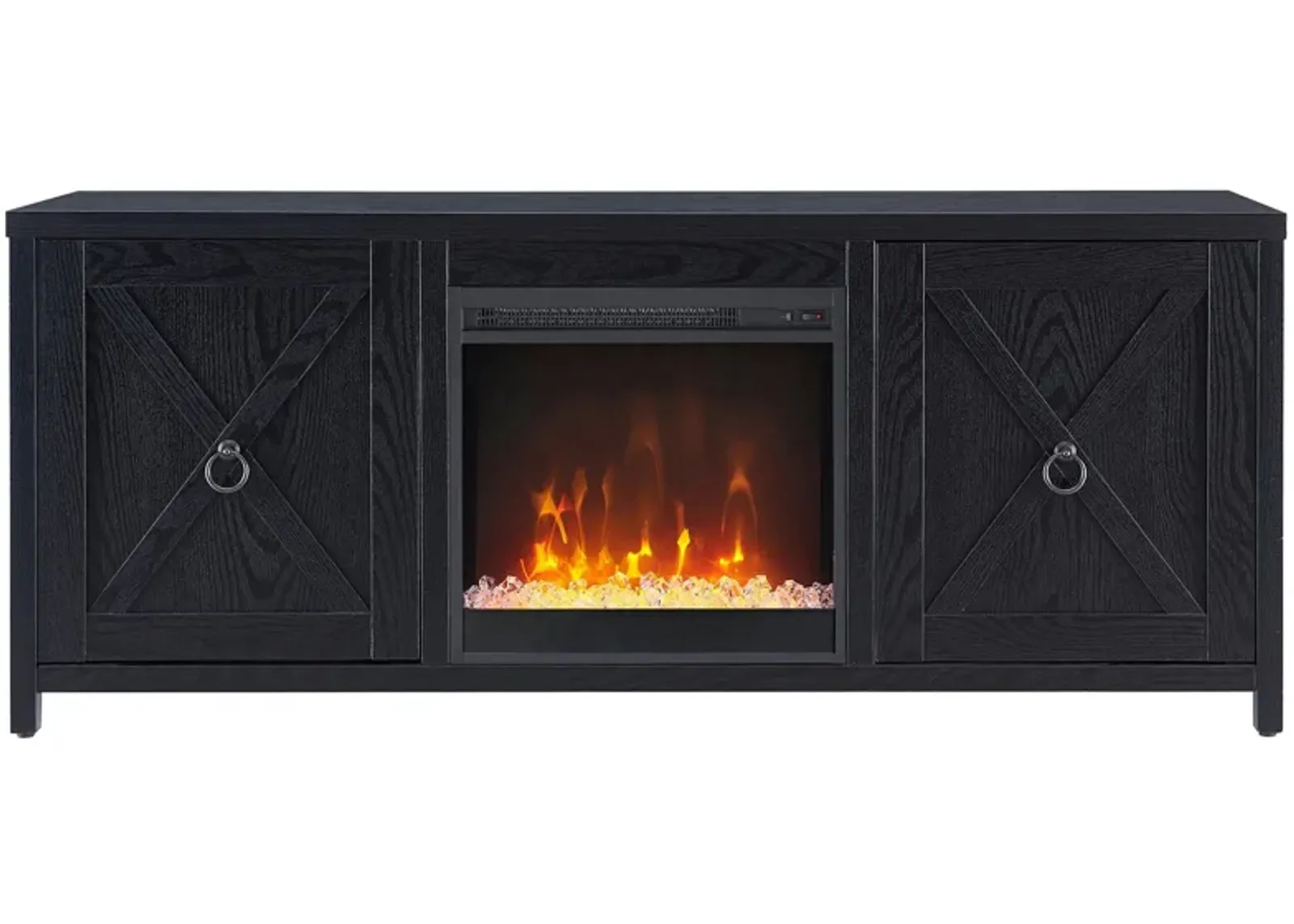 Taylor 58" TV Stand with Crystal Fireplace Insert in Black by Hudson & Canal