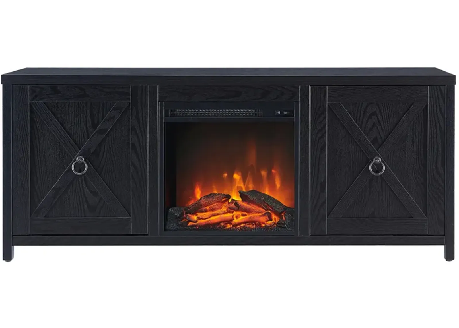 Taylor 58" TV Stand with Log Fireplace Insert in Black by Hudson & Canal