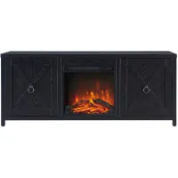 Taylor 58" TV Stand with Log Fireplace Insert in Black by Hudson & Canal