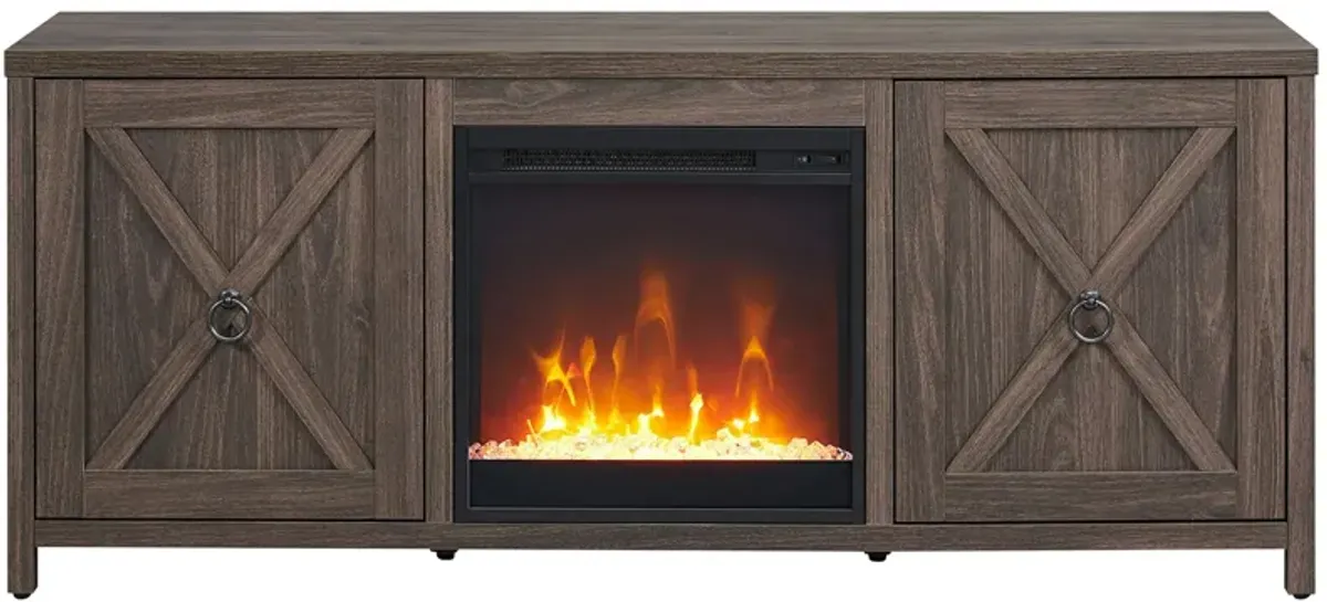 Taylor 58" TV Stand with Crystal Fireplace Insert in Alder Brown by Hudson & Canal