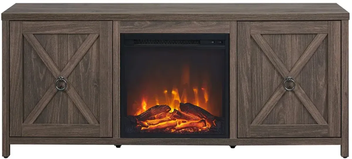 Taylor 58" TV Stand with Log Fireplace Insert in Alder Brown by Hudson & Canal