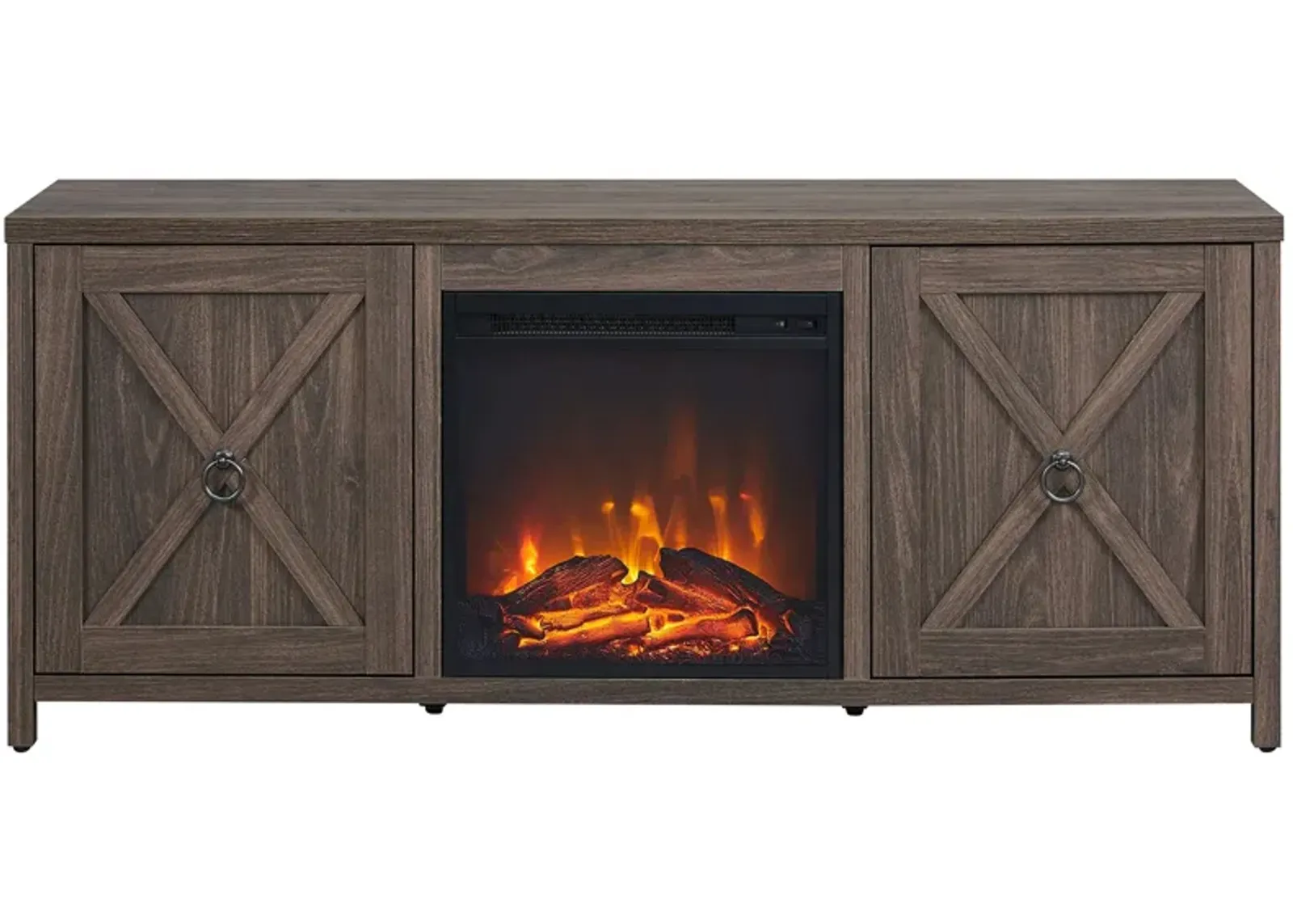 Taylor 58" TV Stand with Log Fireplace Insert in Alder Brown by Hudson & Canal