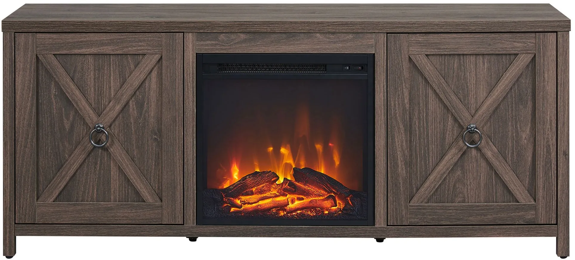 Taylor 58" TV Stand with Log Fireplace Insert in Alder Brown by Hudson & Canal