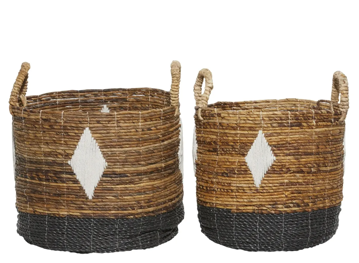 Ivy Collection Storage Baskets - Set of 2 in Brown by UMA Enterprises