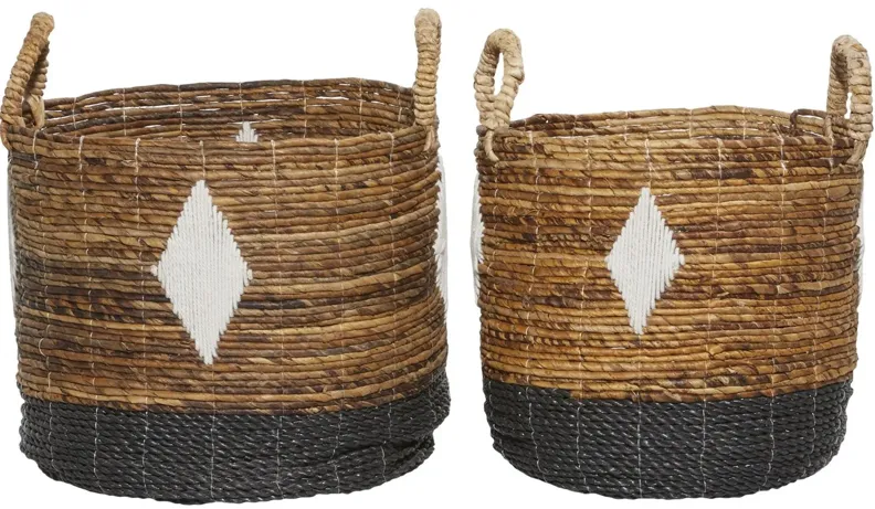 Ivy Collection Storage Baskets - Set of 2 in Brown by UMA Enterprises