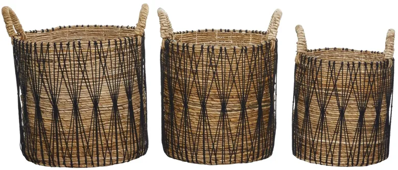 Ivy Collection Astolfo Storage Baskets Set of 3 in Brown by UMA Enterprises