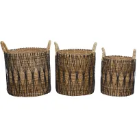 Ivy Collection Astolfo Storage Baskets Set of 3 in Brown by UMA Enterprises