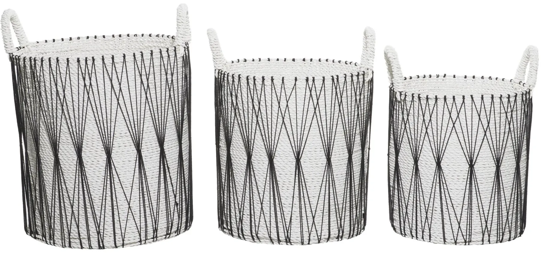 Ivy Collection Astolfo Storage Baskets Set of 3 in White by UMA Enterprises