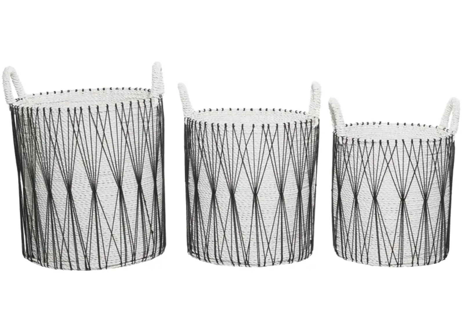 Ivy Collection Astolfo Storage Baskets Set of 3 in White by UMA Enterprises