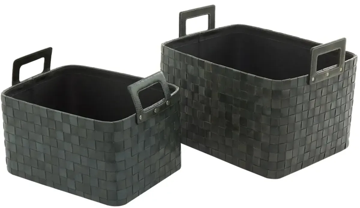 Ivy Collection Fairflyer Storage Basket - Set of 2 in Dark Blue by UMA Enterprises