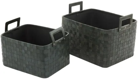 Ivy Collection Fairflyer Storage Basket - Set of 2 in Dark Blue by UMA Enterprises