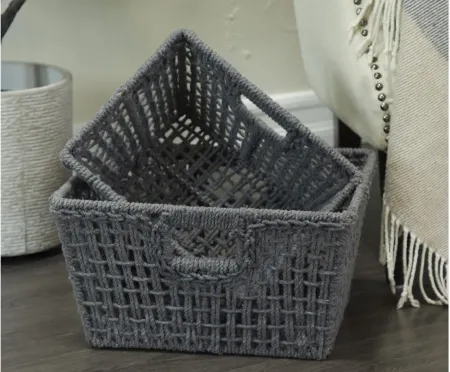 Ivy Collection Alia Storage Basket - Set of 2 in Gray by UMA Enterprises