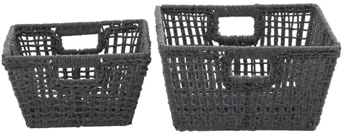 Ivy Collection Alia Storage Basket - Set of 2 in Gray by UMA Enterprises