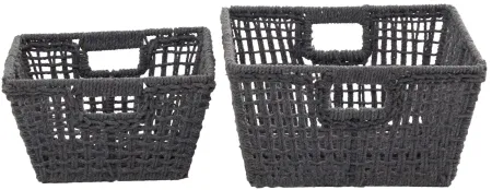 Ivy Collection Alia Storage Basket - Set of 2 in Gray by UMA Enterprises