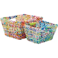 Ivy Collection Alia Storage Basket - Set of 2 in Multi Colored by UMA Enterprises