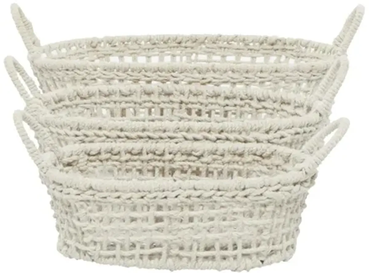 Ivy Collection Cotton Storage Baskets - Set of 3