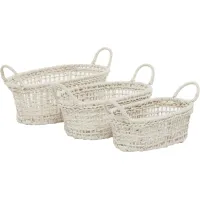 Ivy Collection Cotton Storage Baskets - Set of 3 in White by UMA Enterprises