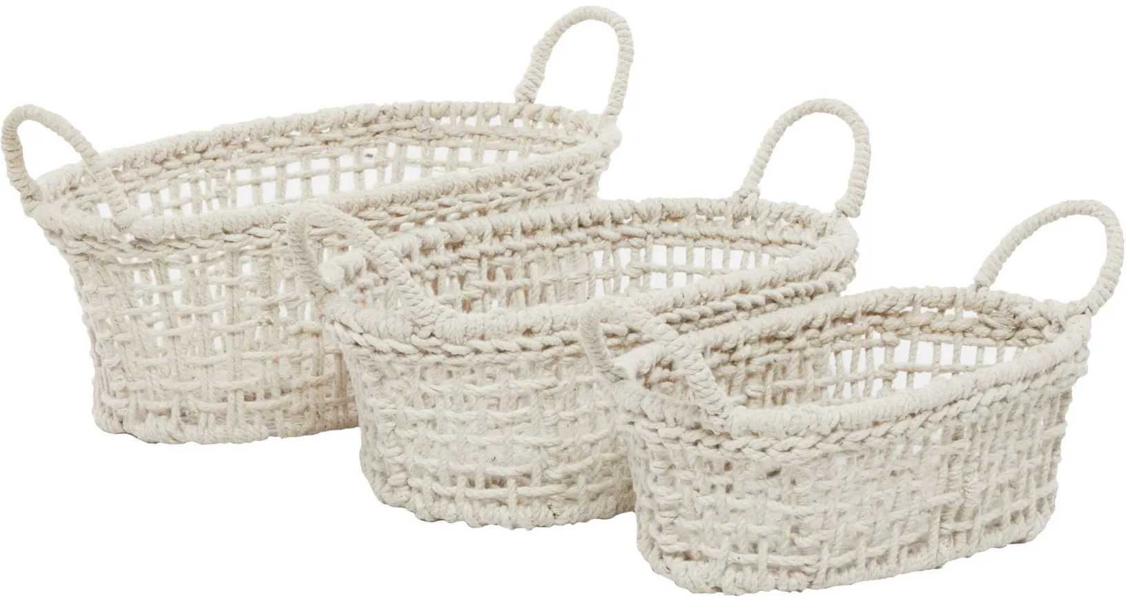 Ivy Collection Cotton Storage Baskets - Set of 3 in White by UMA Enterprises