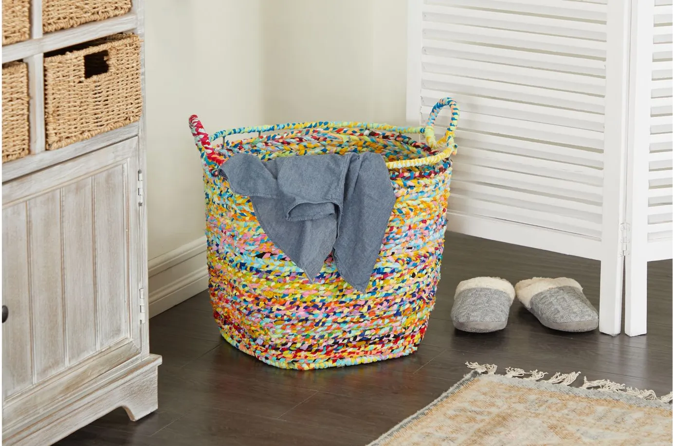 Ivy Collection Cha Cha Storage Basket in Multi Colored by UMA Enterprises