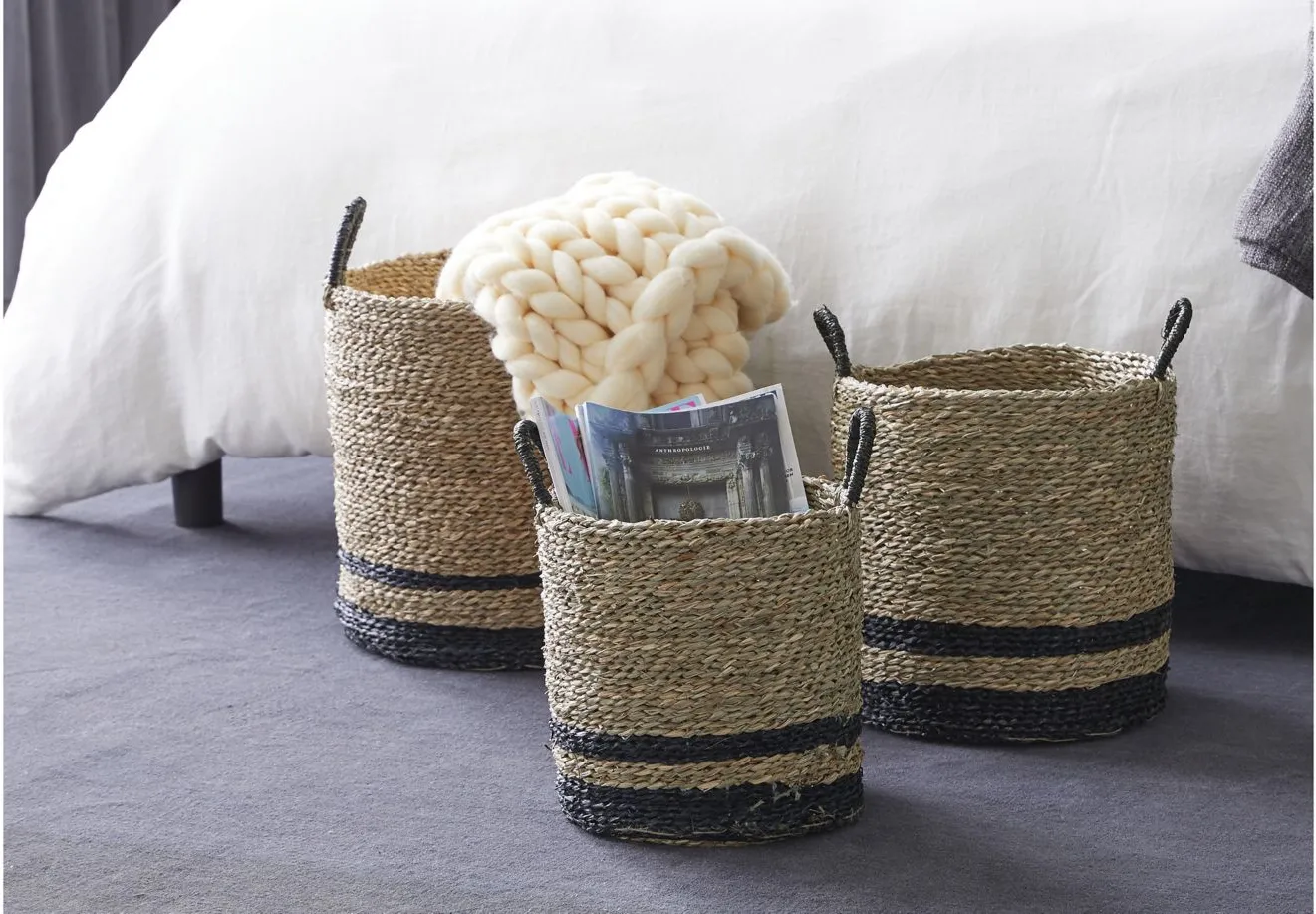 Ivy Collection Englewood Storage Baskets - Set of 3 in Black by UMA Enterprises