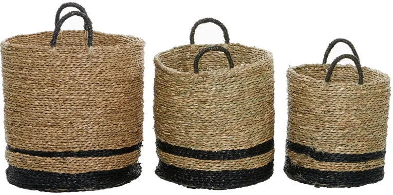 Ivy Collection Englewood Storage Baskets - Set of 3 in Black by UMA Enterprises