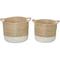 Ivy Collection Storage Baskets - Set of 2 in White by UMA Enterprises