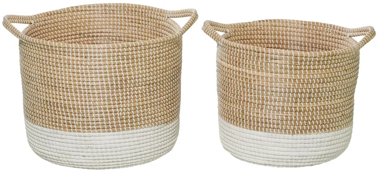 Ivy Collection Storage Baskets - Set of 2 in White by UMA Enterprises