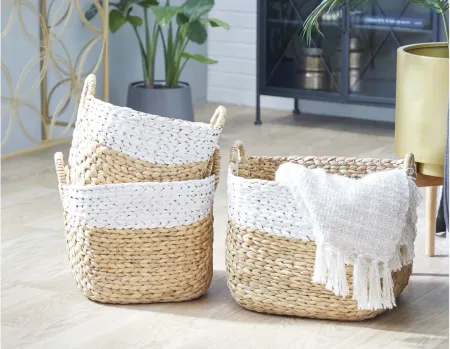 Ivy Collection Storage Baskets - Set of 3 in Brown by UMA Enterprises