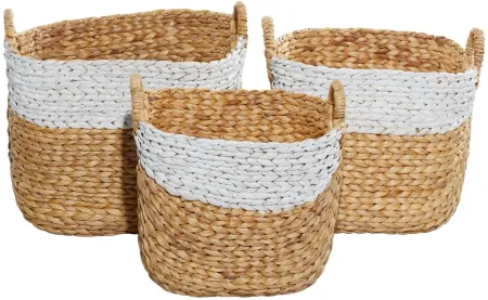 Ivy Collection Storage Baskets - Set of 3 in Brown by UMA Enterprises