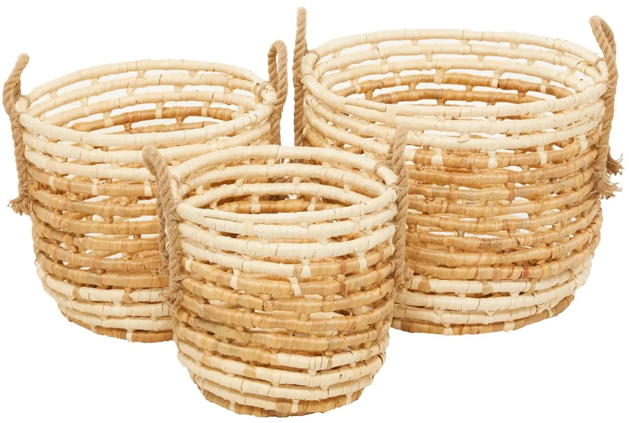 Ivy Collection Storage Baskets - Set of 3 in Beige by UMA Enterprises