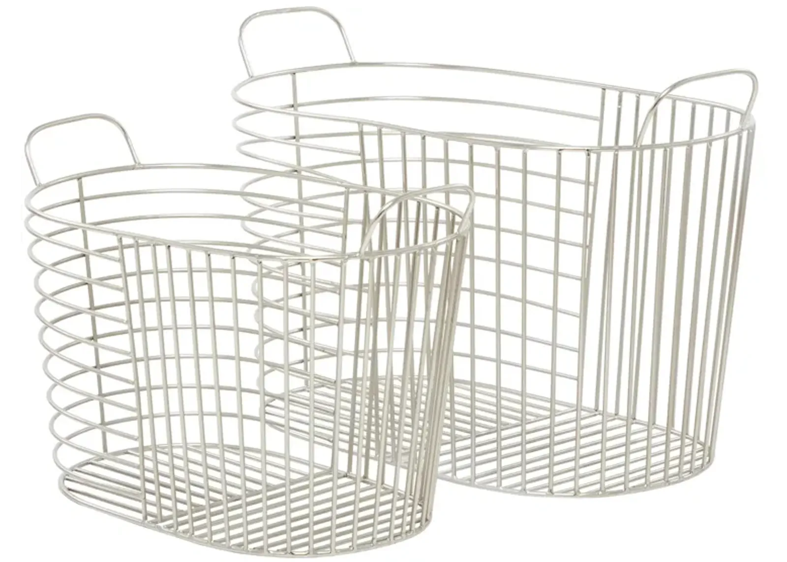 Ivy Collection Metal Storage Baskets - Set of 2 in Silver by UMA Enterprises