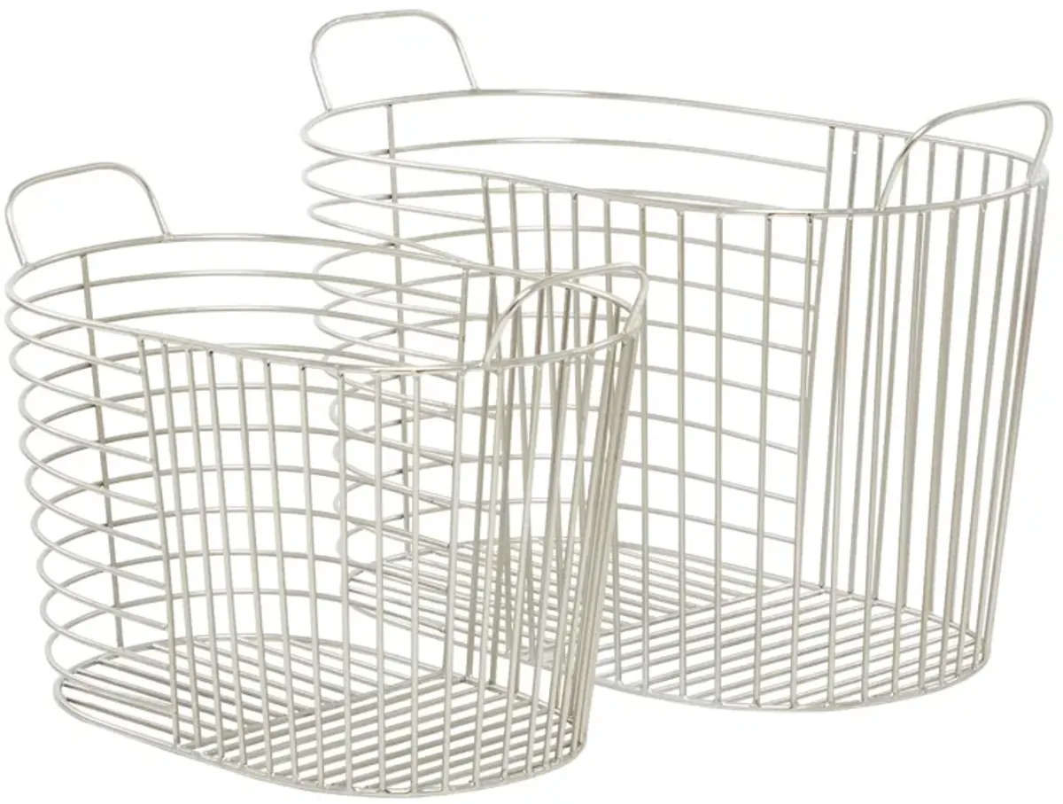 Ivy Collection Metal Storage Baskets - Set of 2