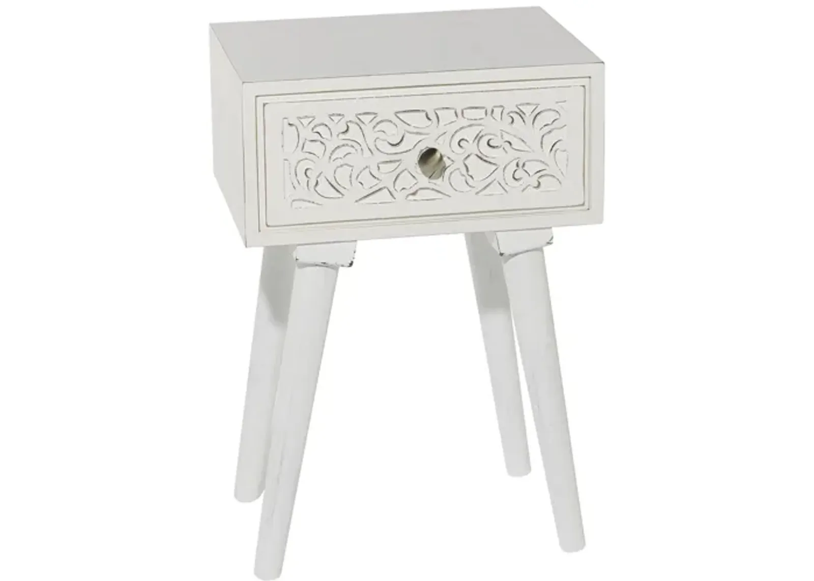 Ivy Collection Side Accent Table in White by UMA Enterprises