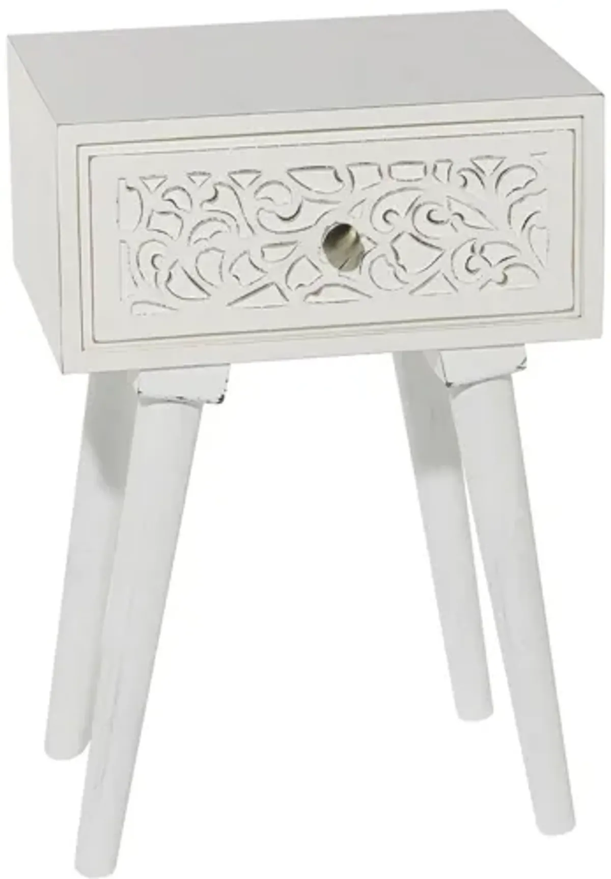 Ivy Collection Side Accent Table in White by UMA Enterprises