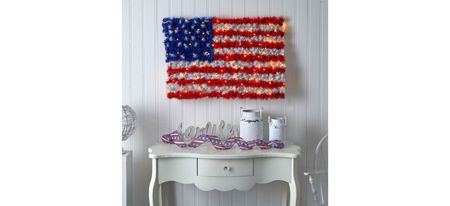 3ft. x 2ft. Red, White, and Blue American Flag Wall Panel with 100 Warm LED Lights (Indoor/Outdoor) in Multicolor by Bellanest