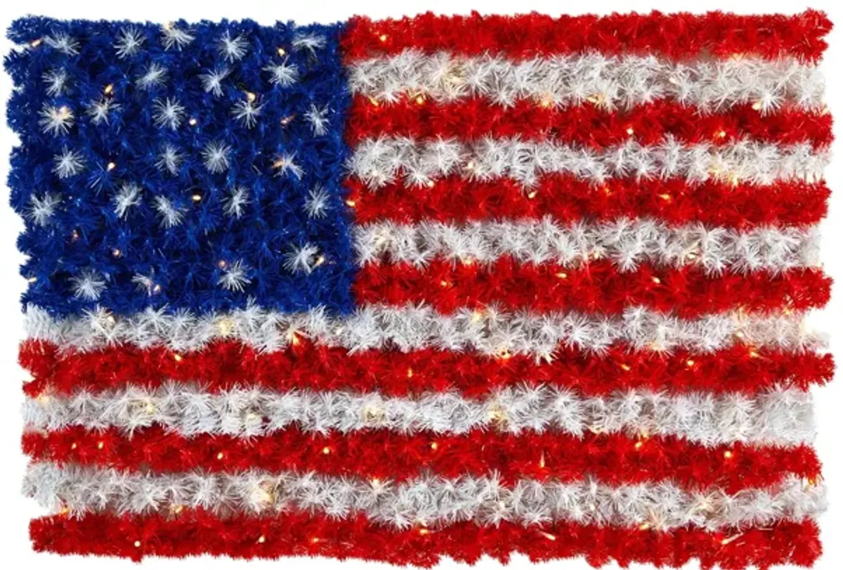 3ft. x 2ft. Red, White, and Blue American Flag Wall Panel with 100 Warm LED Lights (Indoor/Outdoor)