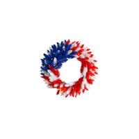 24in. Patriotic Red, White and Blue Americana Wreath with 35 Warm LED Lights in Multicolor by Bellanest