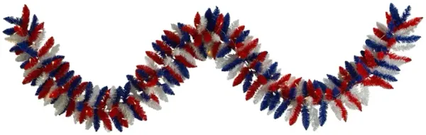9ft. Patriotic American Flag Themed Artificial Garland with 50 Warm LED Lights