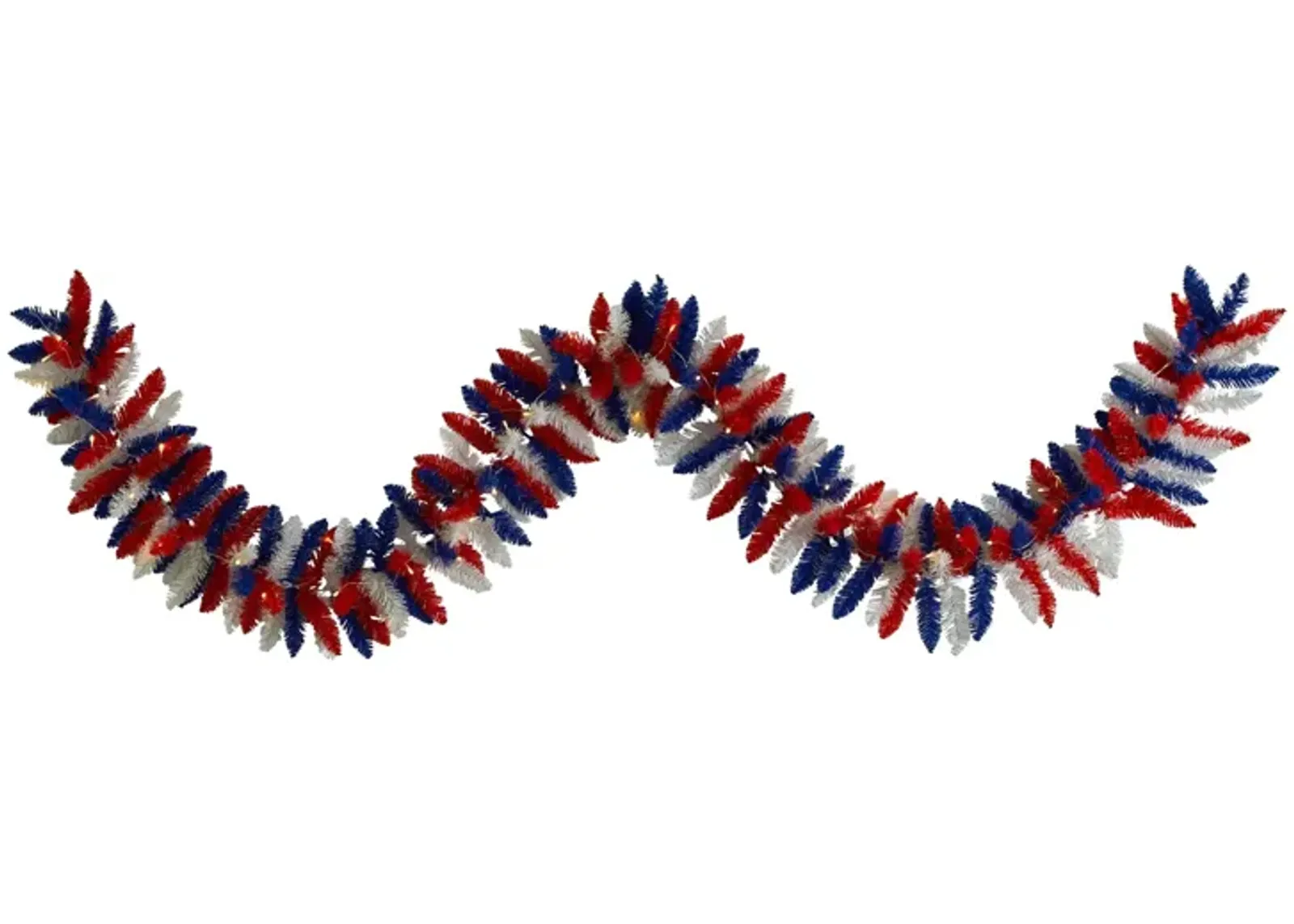 9ft. Patriotic American Flag Themed Artificial Garland with 50 Warm LED Lights in Multicolor by Bellanest