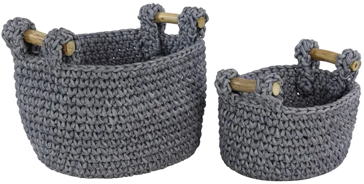 Ivy Collection Polyester Storage Baskets - Set of 2 in Gray by UMA Enterprises