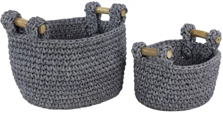 Ivy Collection Polyester Storage Baskets - Set of 2 in Gray by UMA Enterprises