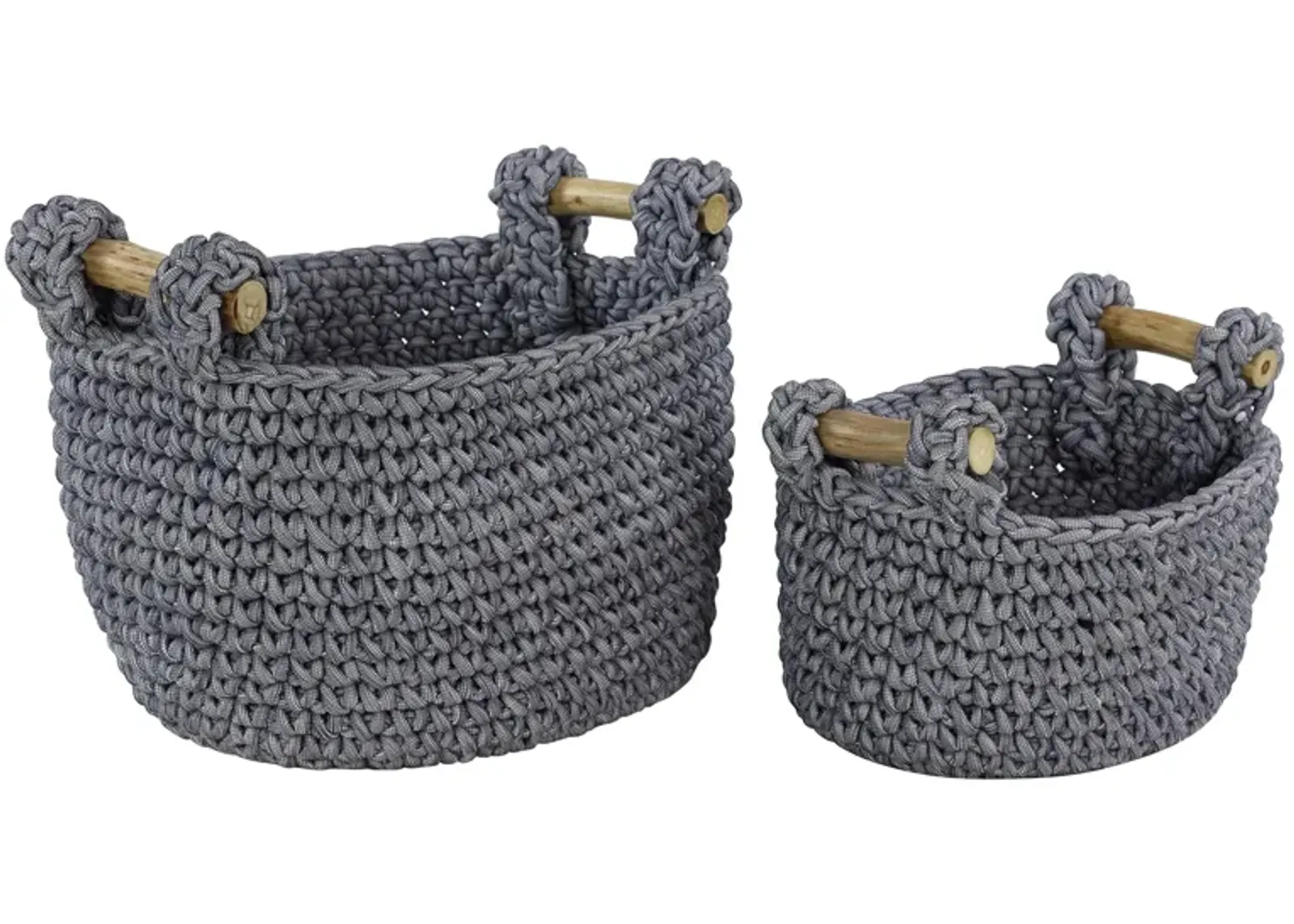 Ivy Collection Polyester Storage Baskets - Set of 2 in Gray by UMA Enterprises