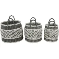 Ivy Collection Storage Baskets - Set of 3 in Gray by UMA Enterprises