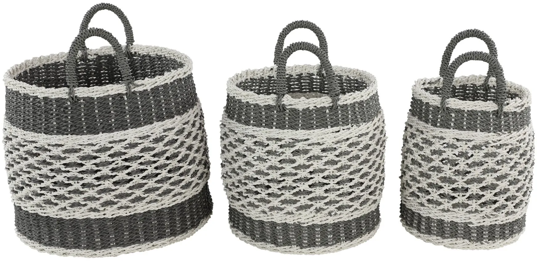 Ivy Collection Storage Baskets - Set of 3 in Gray by UMA Enterprises