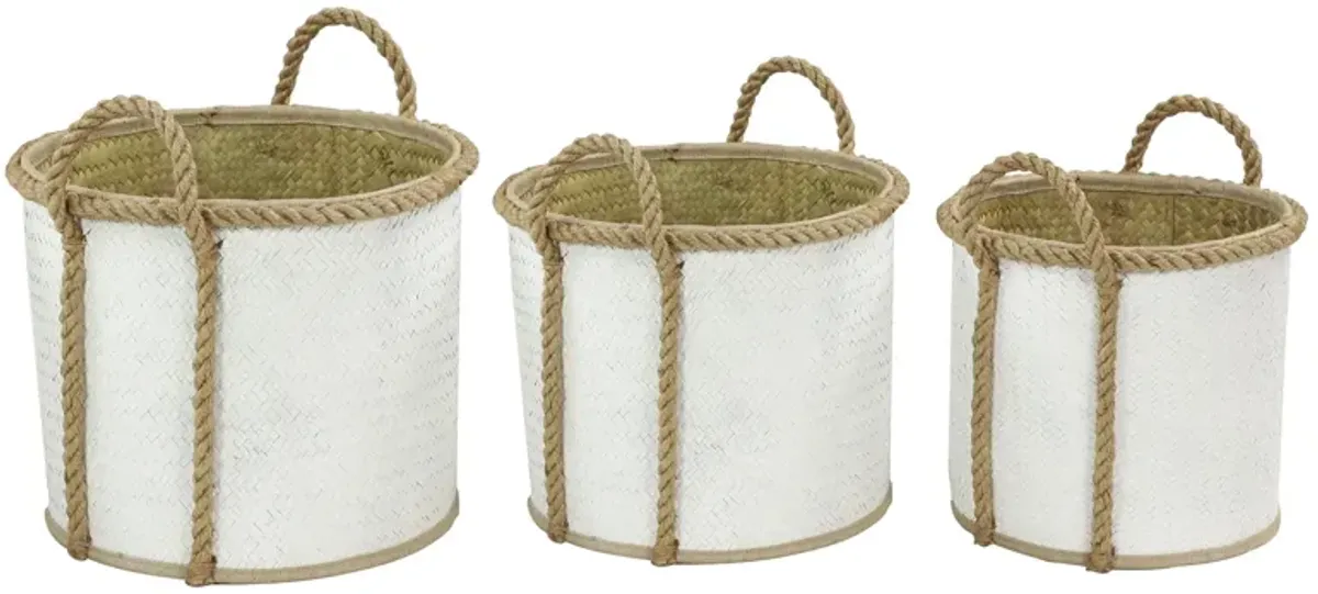 Ivy Collection Storage Baskets - Set of 3 in White by UMA Enterprises