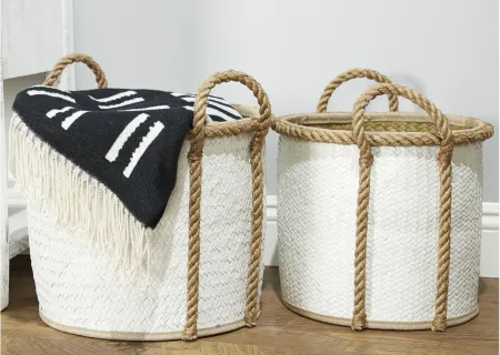 Ivy Collection Storage Baskets - Set of 3 in White by UMA Enterprises