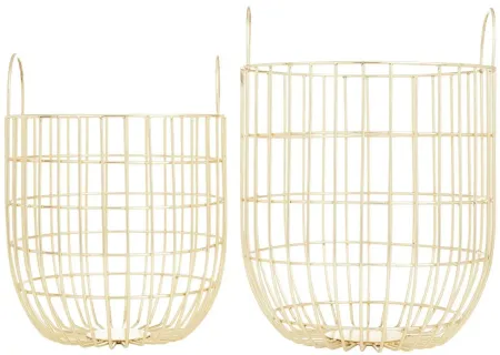 Ivy Collection Herculex Storage Basket Set of 2 in Gold by UMA Enterprises