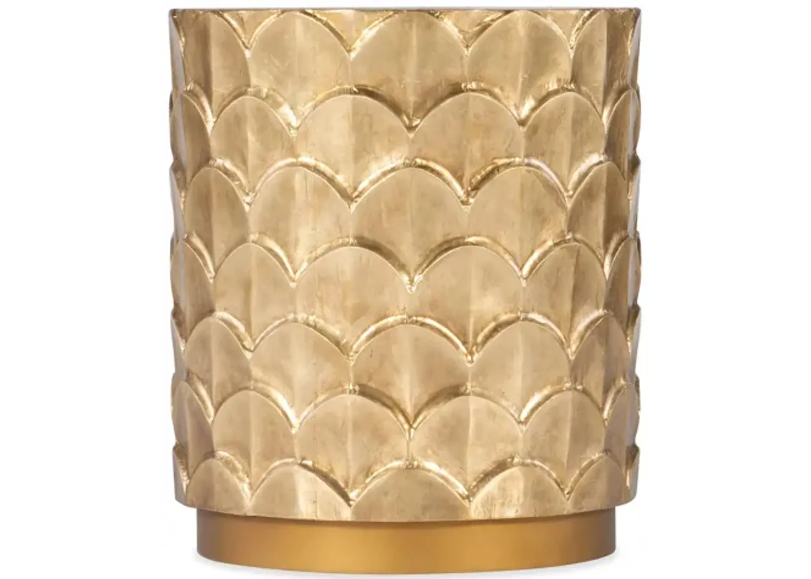 Melange Gail Round Accent Table in Brass foil treatment creates the gold color by Hooker Furniture