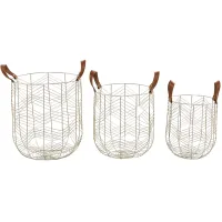 Ivy Collection Trotabout Baskets - Set of 3 in Silver by UMA Enterprises
