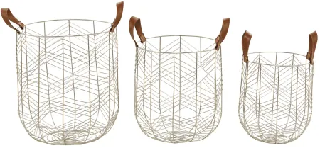 Ivy Collection Trotabout Baskets - Set of 3 in Silver by UMA Enterprises